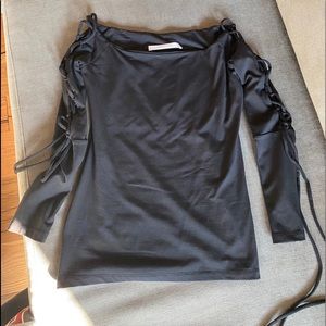 Susana Monaco boat neck lace up sleeve